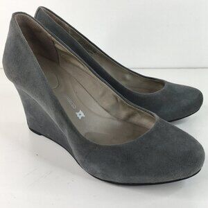 Rockport Suede Gray Wedges Heel Size 8